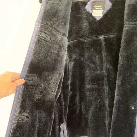 Dennis Basso Blue Suede Button Close Women's Jacket Coat Heavy Size Small - Picture 9 of 12
